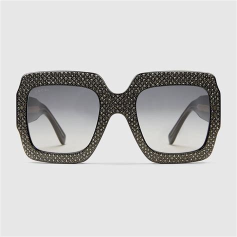 gucci oversized acetate sunglasses|Gucci sunglasses with rhinestones.